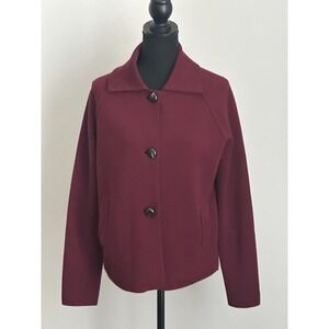 Kate Hill Merion Wool Cardigan Burgundy Sweater SP Women's Burgundy Schacket